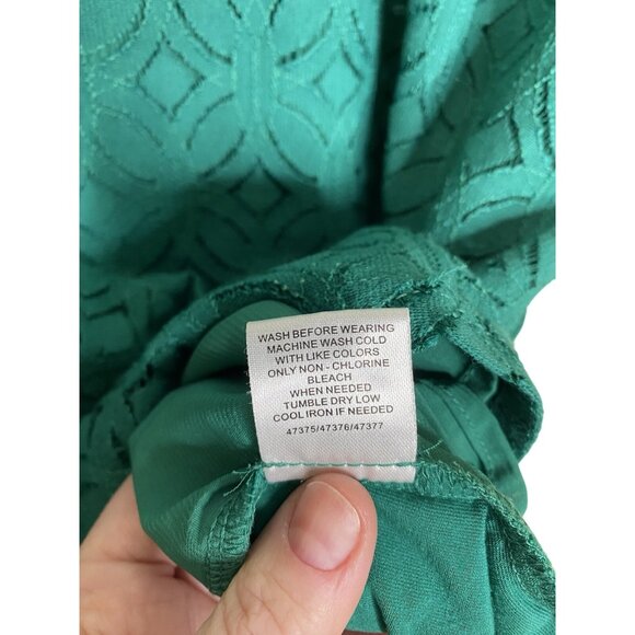Market & Spruce Plus XXL Lace Blouse Green Short Sleeve Top Zip Back Lined - Picture 8 of 8